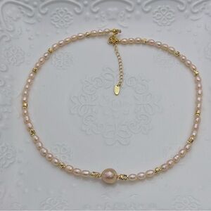 26X33 Handmade Freshwater Pearl Champagne Pink Color Necklace